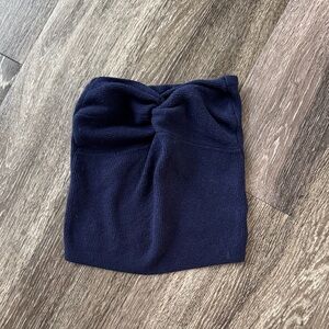 Navy Blue Knit Strapless Top